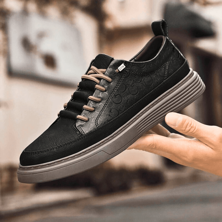Nortvale - GritWalk Genuine Leather Sneakers - 14:193#Black;200000124:200000898