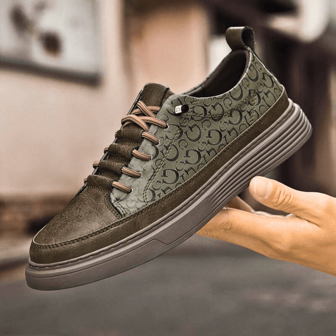 Nortvale - GritWalk Genuine Leather Sneakers - 14:200001438#Khaki;200000124:200000898