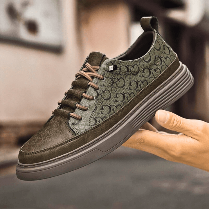 Nortvale - GritWalk Genuine Leather Sneakers - 14:200001438#Khaki;200000124:200000898