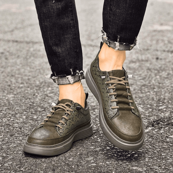 Nortvale - GritWalk Genuine Leather Sneakers - 14:200001438#Khaki;200000124:200000898