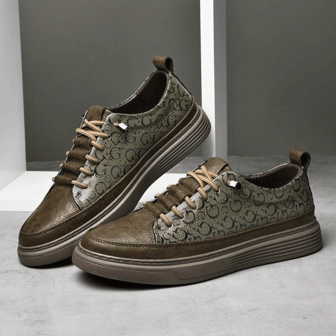Nortvale - GritWalk Genuine Leather Sneakers - 14:200001438#Khaki;200000124:200000898