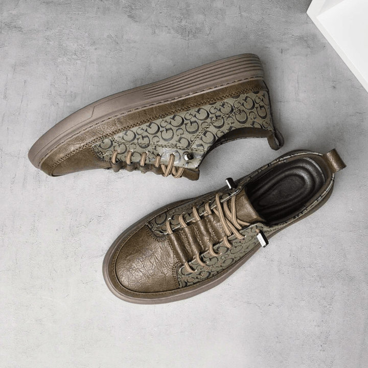 Nortvale - GritWalk Genuine Leather Sneakers - 14:200001438#Khaki;200000124:200000898