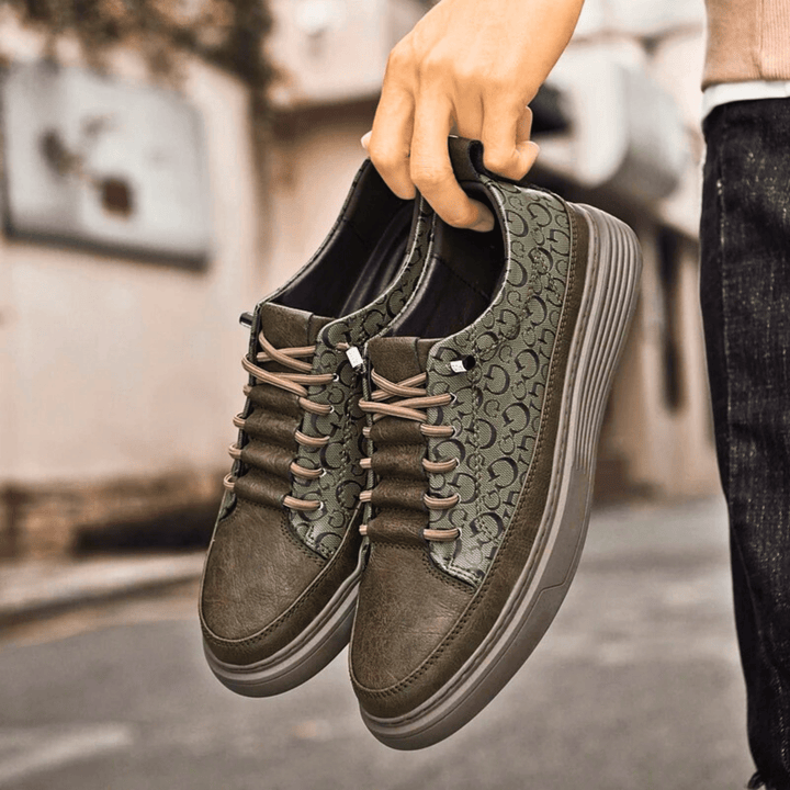 Nortvale - GritWalk Genuine Leather Sneakers - 14:200001438#Khaki;200000124:200000898