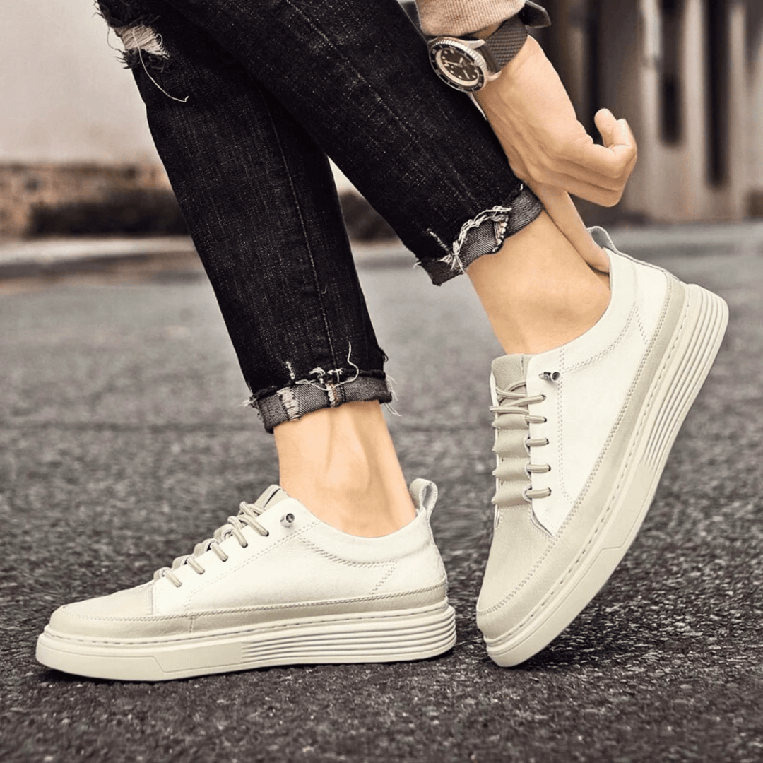 Nortvale - GritWalk Genuine Leather Sneakers - 14:200002130#White;200000124:200000898