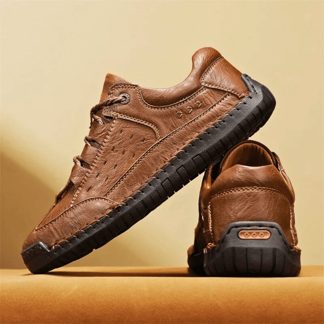 Nortvale - Hand - Stiched Leather Sneakers - 14:771#Khaki;200000124:200000364