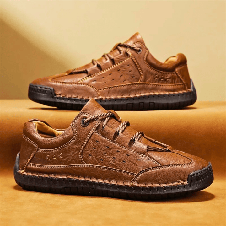 Nortvale - Hand - Stiched Leather Sneakers - 14:771#Khaki;200000124:200000364
