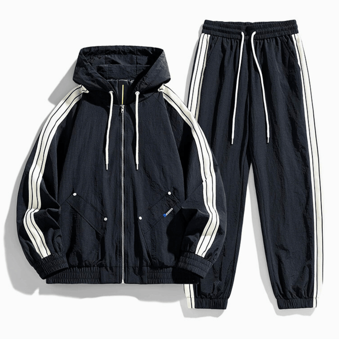 Nortvale - Hooded Tracksuit Set - 14:193#39507 Black;5:200661035
