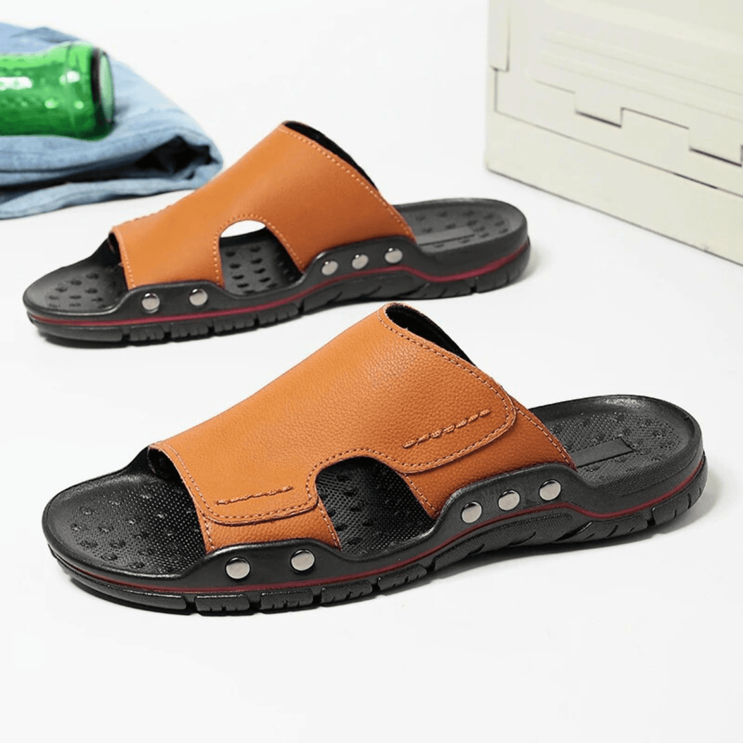 Nortvale - Non - Slip Leather Slippers - 14:365458#yellow brown;200000124:200000898
