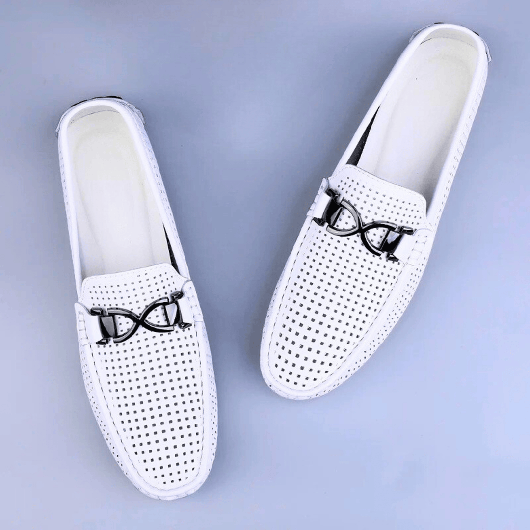 Nortvale - Perforated Genuine Leather Loafers - 14:29;200000124:100010482