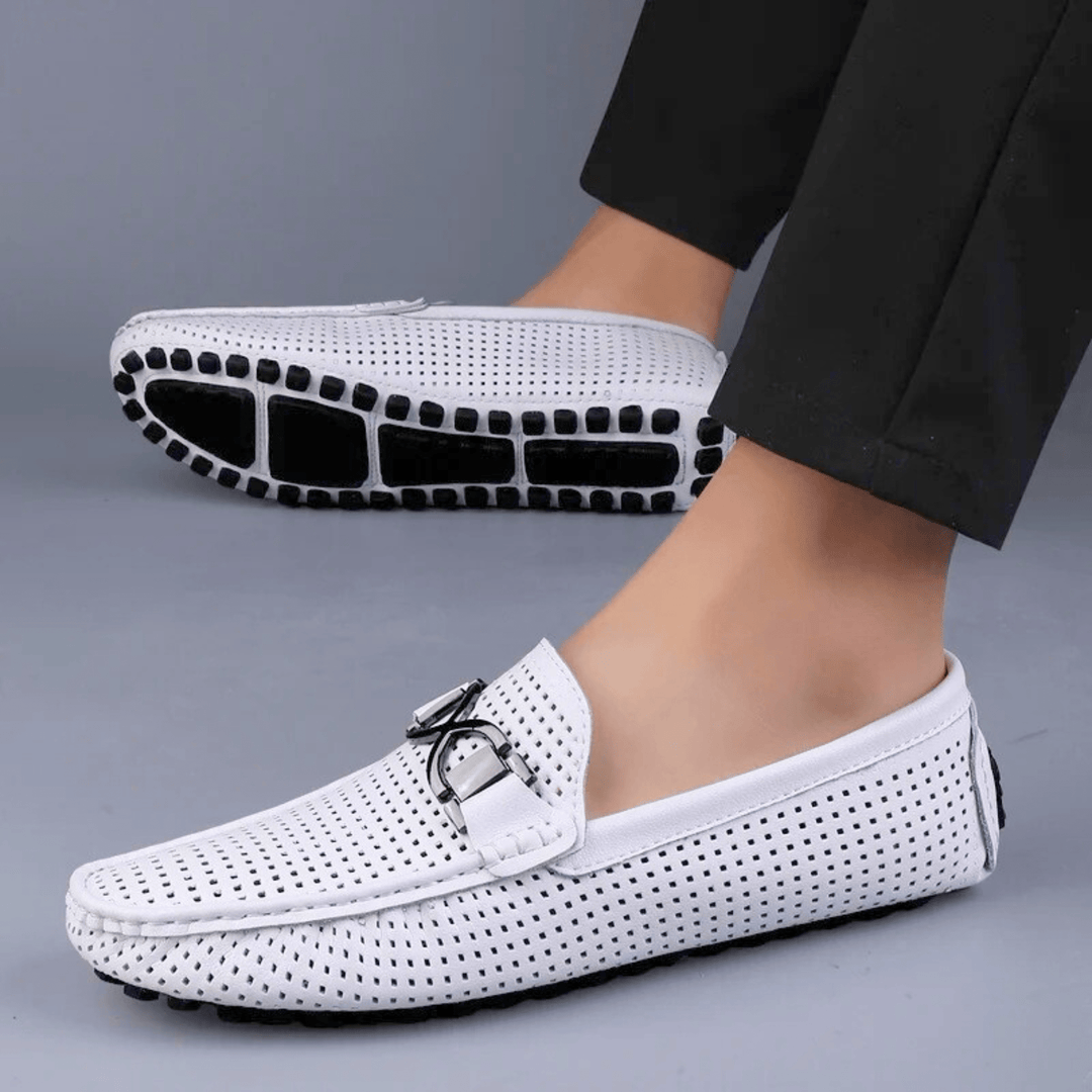 Nortvale - Perforated Genuine Leather Loafers - 14:29;200000124:100010482