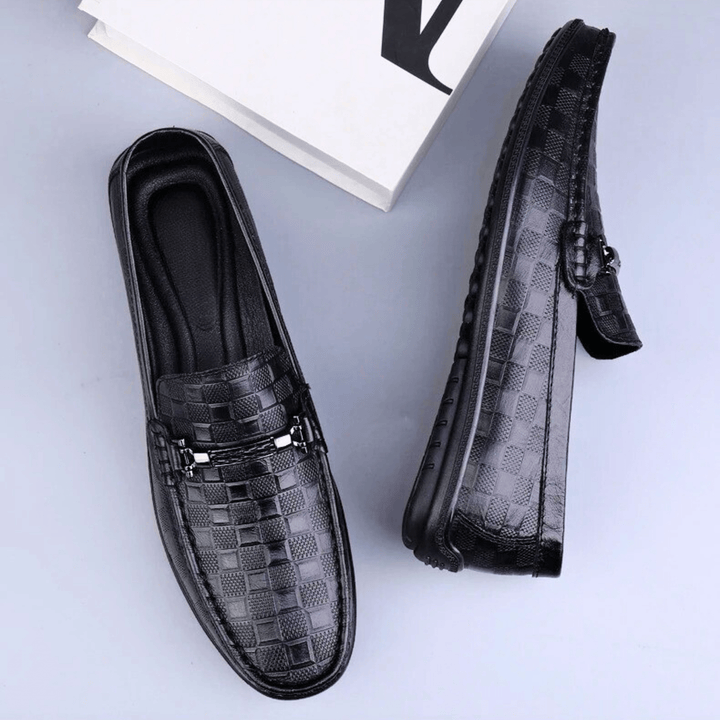 Nortvale - Plaid Genuine Leather Loafers - 14:193#Black;200000124:200000334