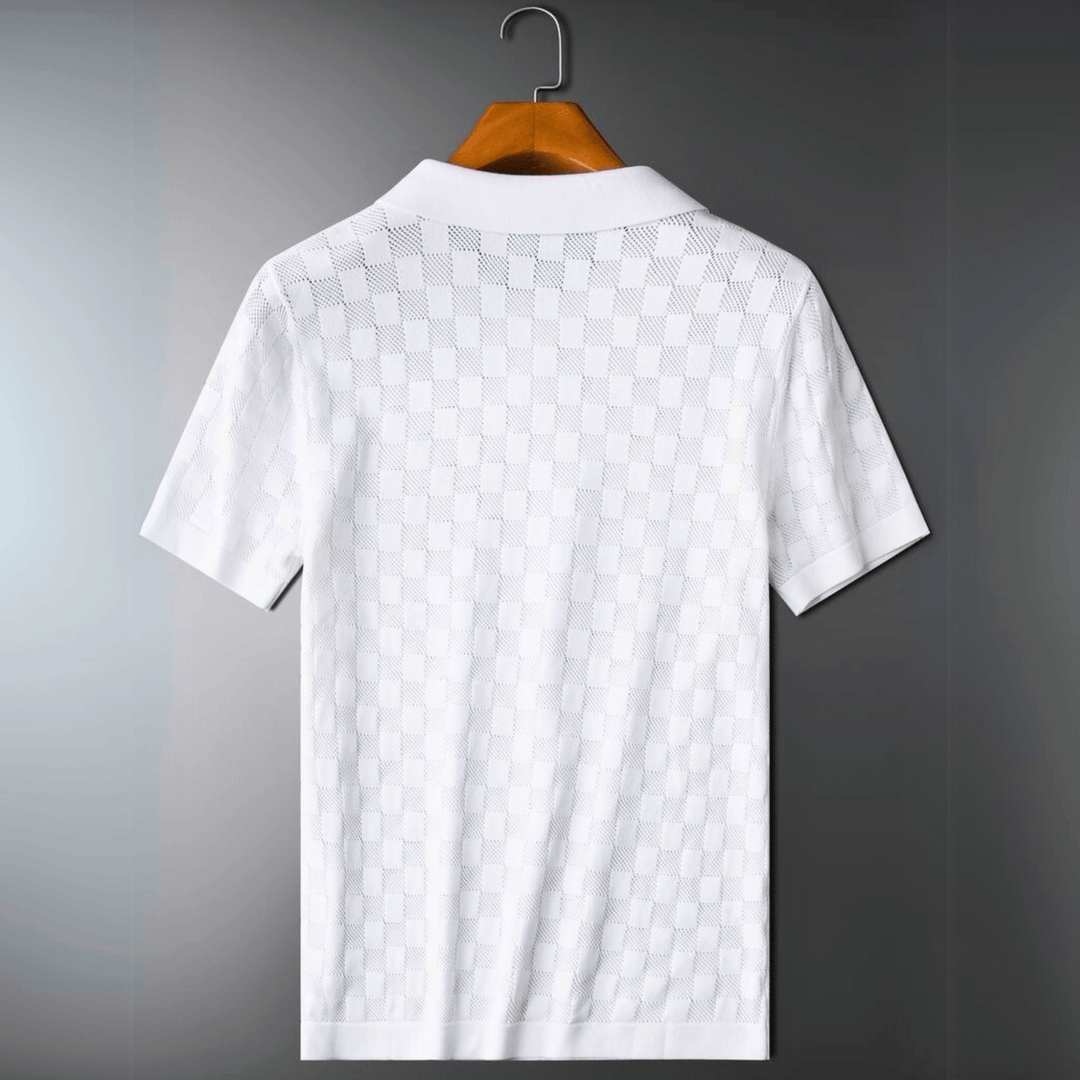 Nortvale - Plaid Ice Silk Polo Shirt - 14:1052#Black;5:361386#Asian M 48 - 56KG
