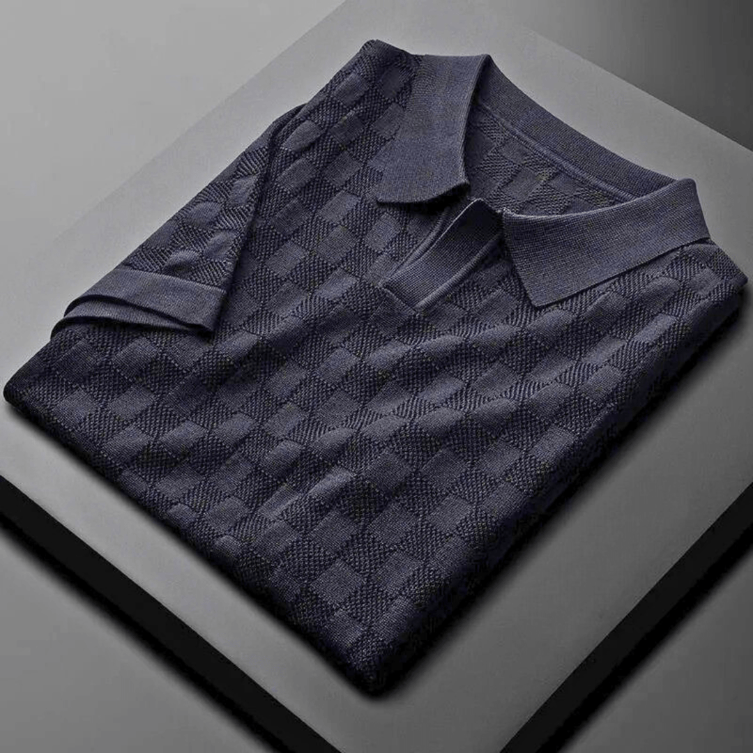 Nortvale - Plaid Ice Silk Polo Shirt - 14:1052#Black;5:361386#Asian M 48 - 56KG