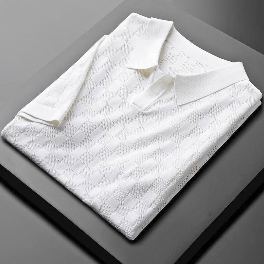 Nortvale - Plaid Ice Silk Polo Shirt - 14:1254#White;5:361386#Asian M 48 - 56KG