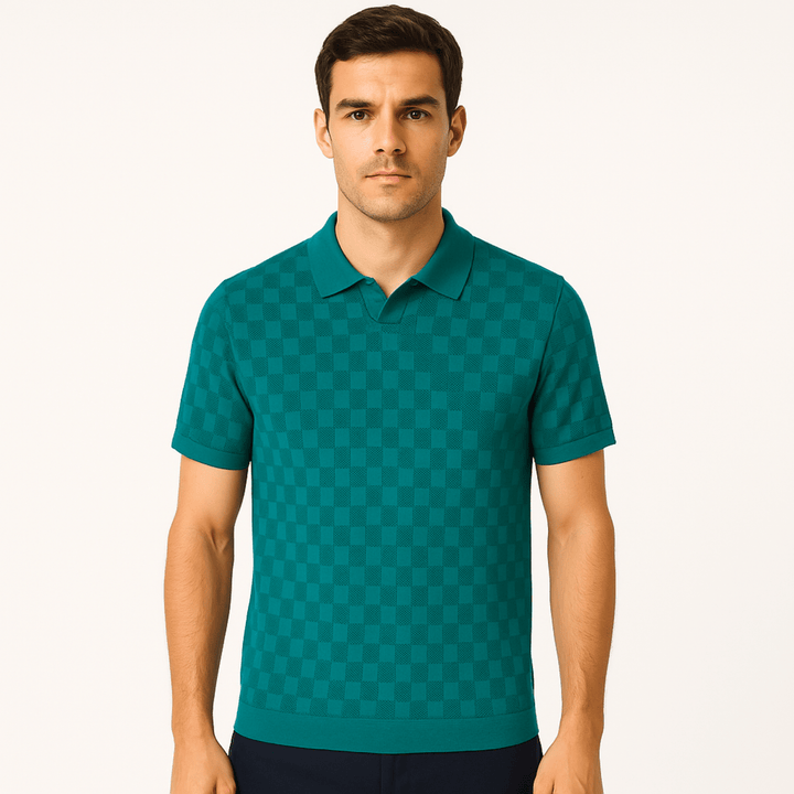 Nortvale - Plaid Ice Silk Polo Shirt - 14:200003699#Green;5:361386#Asian M 48 - 56KG