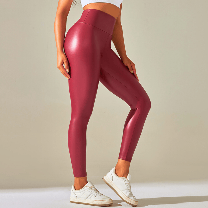 Nortvale - Stretch High - Waist Leather Leggings - 14:173#Red;5:100014066