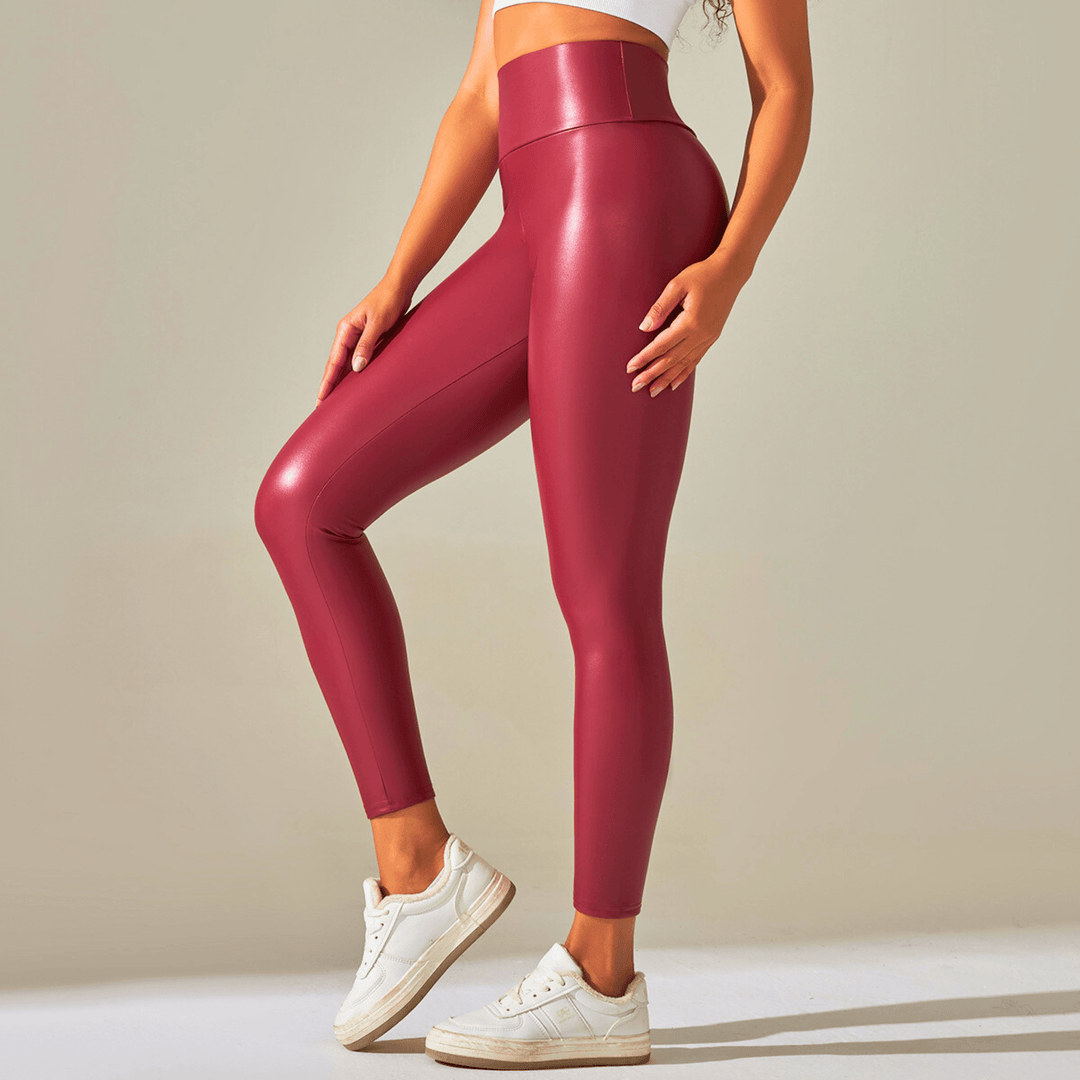 Nortvale - Stretch High - Waist Leather Leggings - 14:173#Red;5:100014066