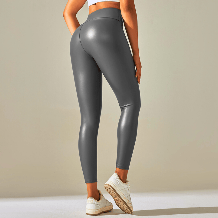 Nortvale - Stretch High - Waist Leather Leggings - 14:193#Gray;5:100014066