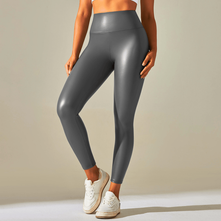 Nortvale - Stretch High - Waist Leather Leggings - 14:193#Gray;5:100014066