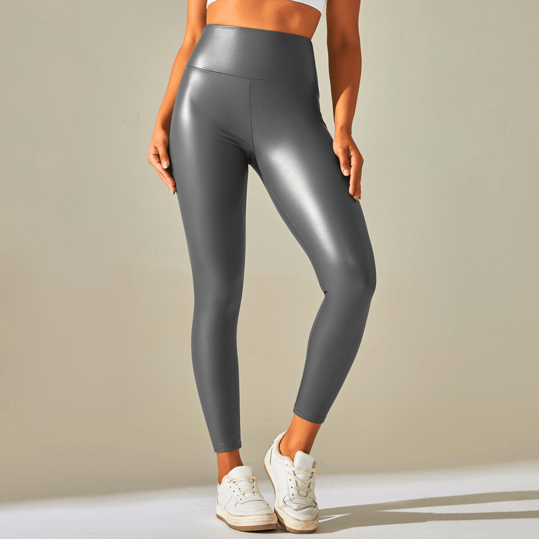 Nortvale - Stretch High - Waist Leather Leggings - 14:193#Gray;5:100014066