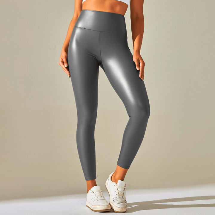 Nortvale - Stretch High - Waist Leather Leggings - 14:193#Gray;5:100014066