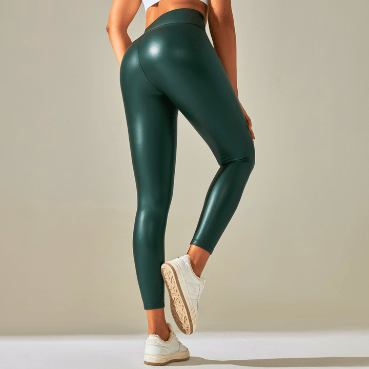 Nortvale - Stretch High - Waist Leather Leggings - 14:200001438#Green;5:100014066