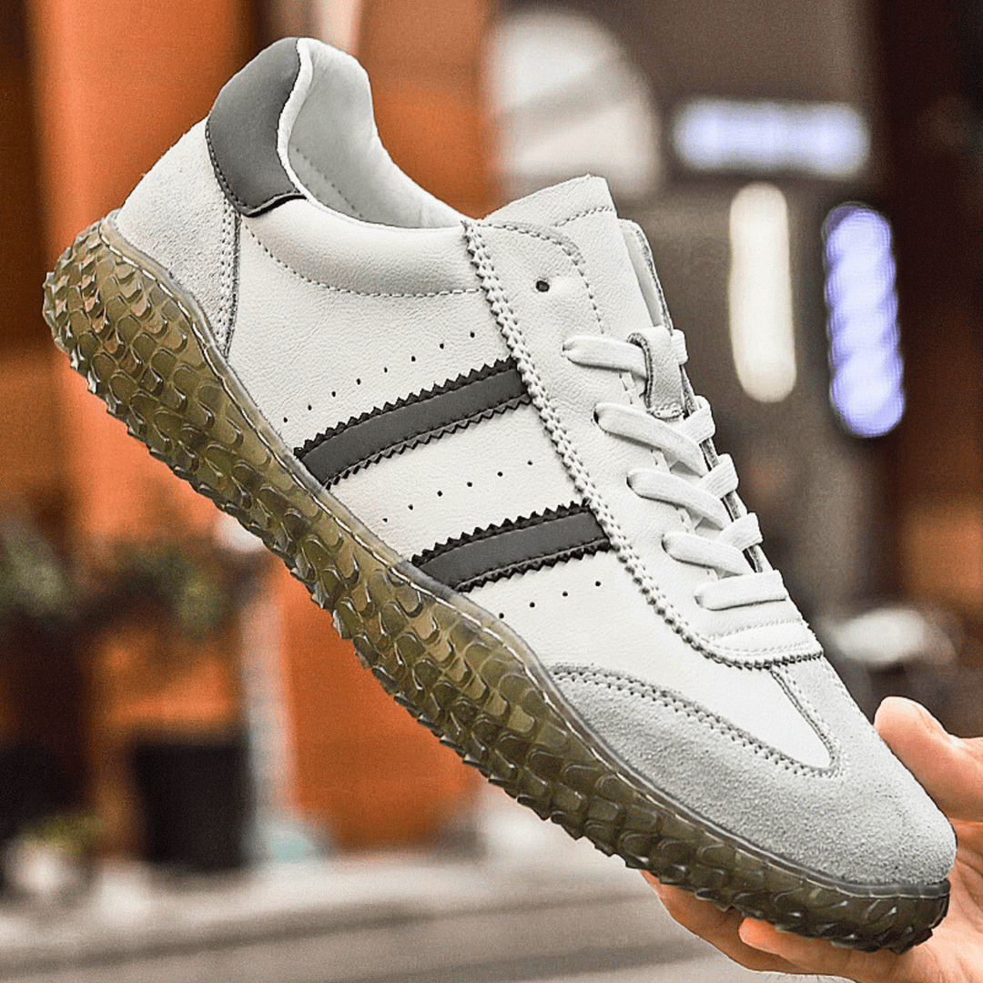 Nortvale - Stride Genuine Leather Trainers - 14:771#Grey White;200000124:200000334