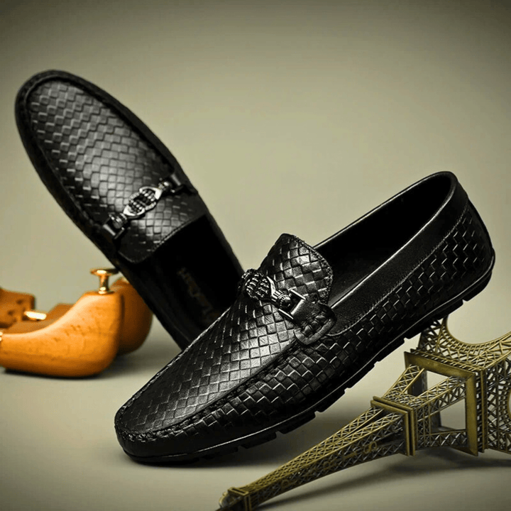 Nortvale - Weave Genuine Leather Loafers - 14:193#Black;200000124:200000334