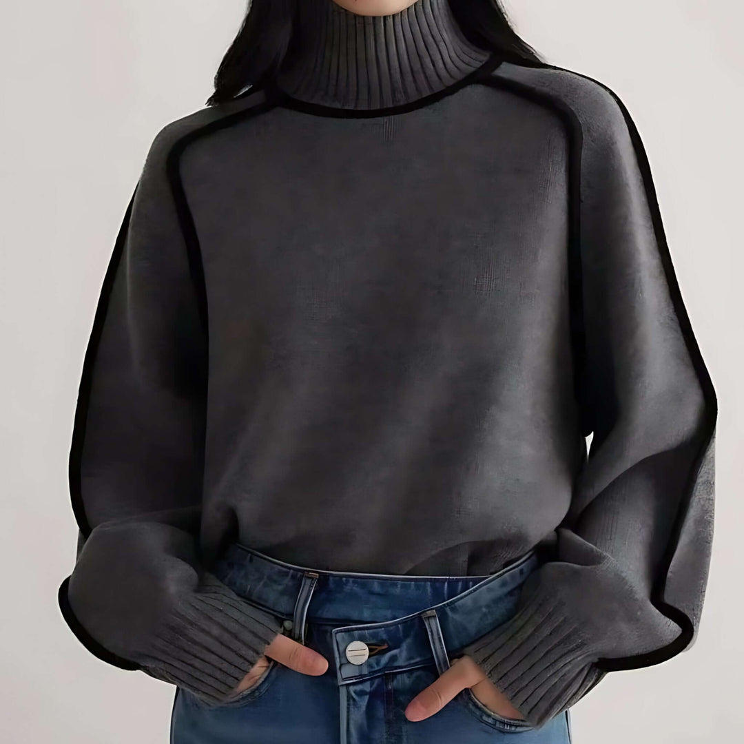 Molvana - Turtleneck Knit Sweater - 14:1254#coffee;5:100014064