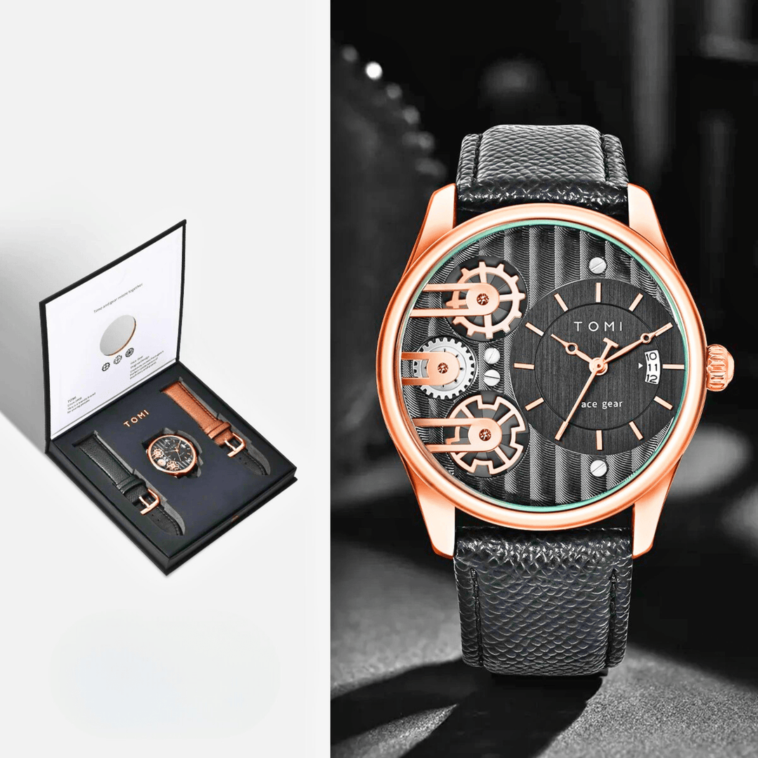 Weston & Finch - Strato Quartz Watch Set - 14:201447303Black Rose Gold