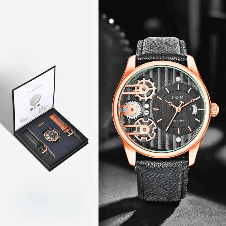 Weston & Finch - Strato Quartz Watch Set - 14:201447303Black Rose Gold