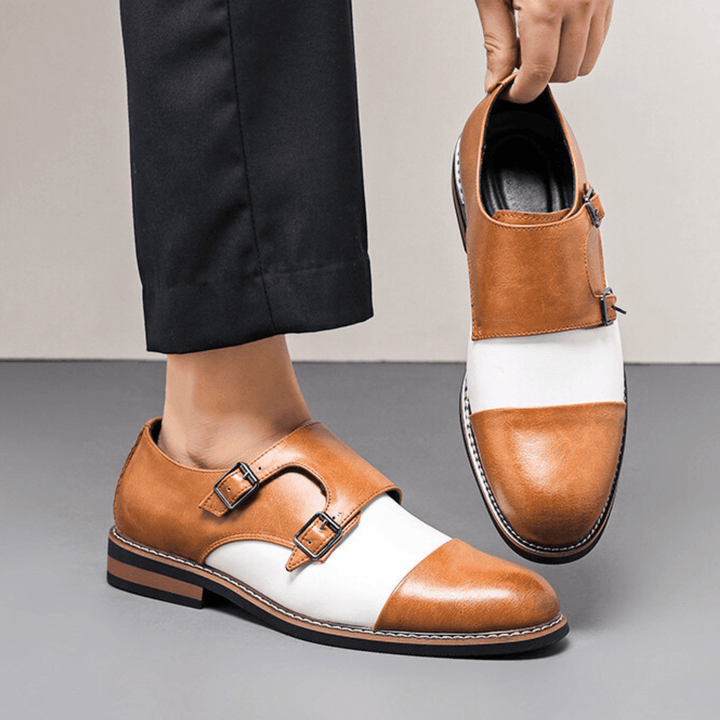 Weston & Finch - The Aveliere Monk Strap - 14:771665 Brown White;200000124:100010483