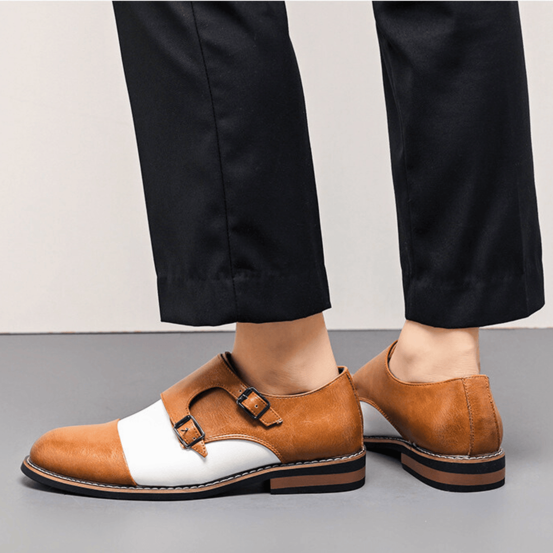 Weston & Finch - The Aveliere Monk Strap - 14:771665 Brown White;200000124:100010483