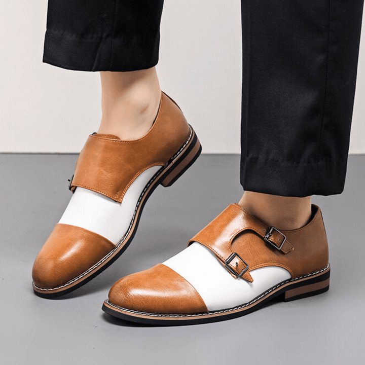 Weston & Finch - The Aveliere Monk Strap - 14:771665 Brown White;200000124:100010483