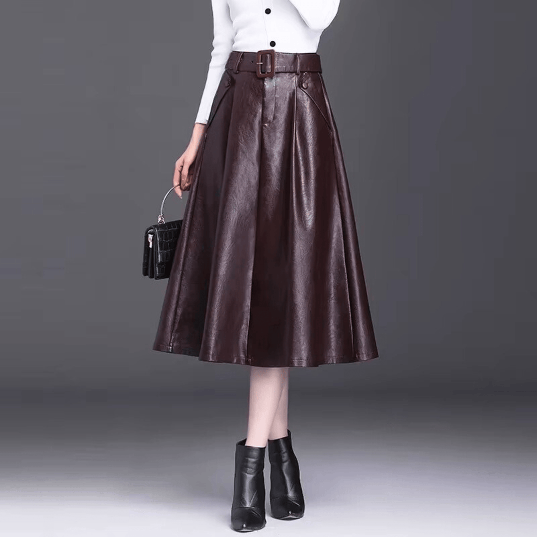 Weston & Finch - The Marvelle Leather Skirt - 14:10Burgundy;5:200000990