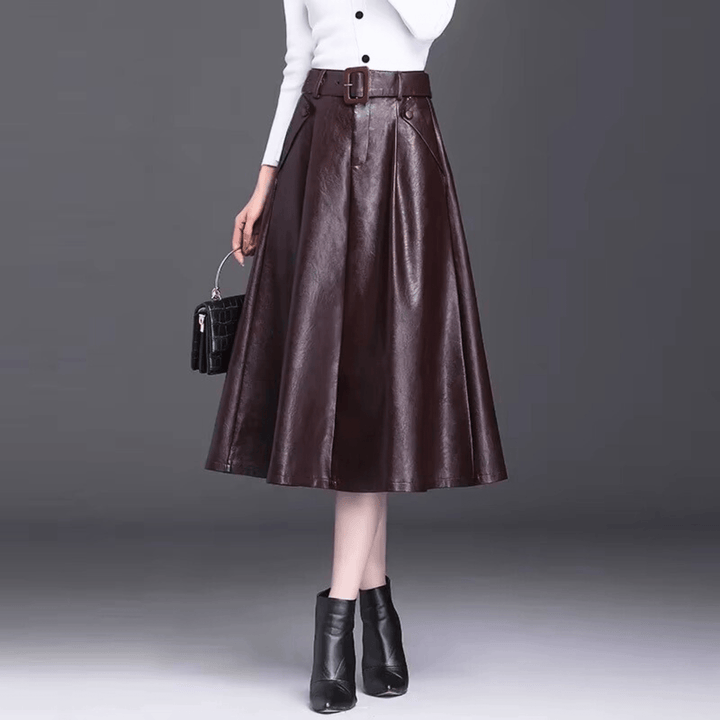 Weston & Finch - The Marvelle Leather Skirt - 14:10Burgundy;5:200000990