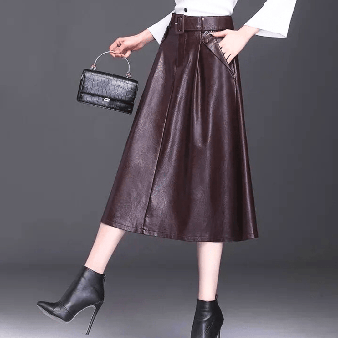 Weston & Finch - The Marvelle Leather Skirt - 14:10Burgundy;5:200000990