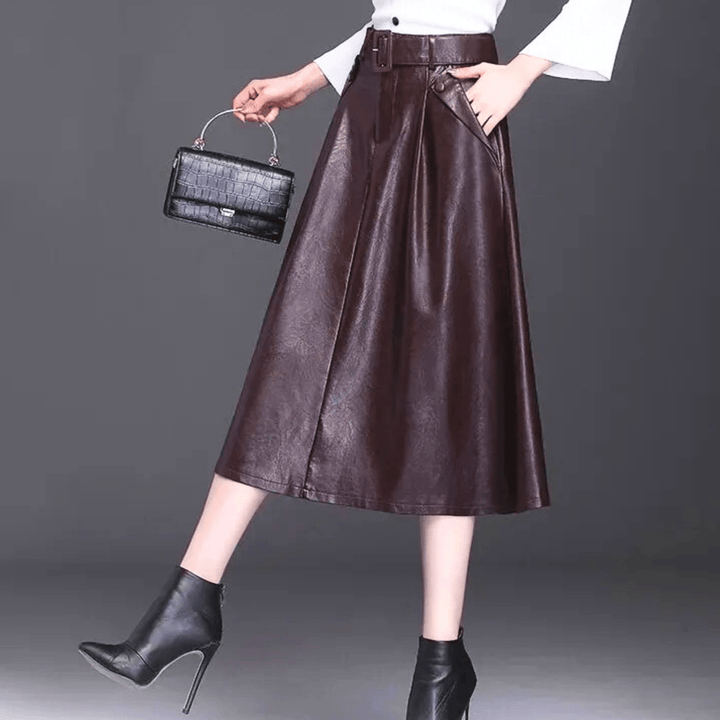 Weston & Finch - The Marvelle Leather Skirt - 14:10Burgundy;5:200000990